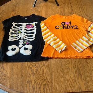 Halloween T shirts. Size Large Girls. Bundle of two. Candycorn and skeleton